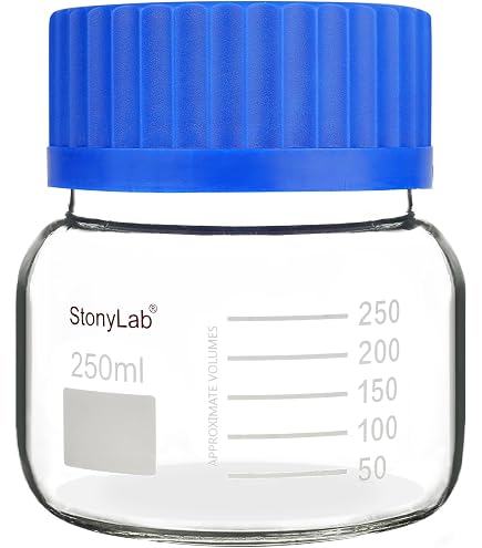 KIMAX 2000mL Glass Media Storage Bottle (4/Pk) With GL-45 Cap & Pour Ring – Lab Grade, Made In USA
