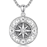 TRISHULA Compass Necklace for Men S925 Sterling Silver Abalone Shell Celtic Knot Compass Pendant Necklace Jewelry Graduation Christmas Gift for Him