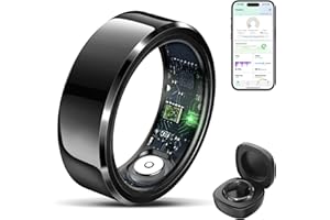 TIMTURBO Smart Ring Health Tracker for Men Women with Charging Case, Waterproof Fitness Ring, Bluetooth Connected Health Ring, Activity Tracker Records Steps Distance Calories, Compatible with Android & iOS