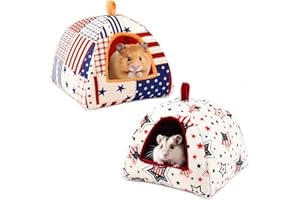 PETKNOWS 2 Pack Guinea Pig Bed, Guinea Pig Hideout Washable Small Animal House Cage Accessories for Dwarf Rabbits Chinchillas Hamsters