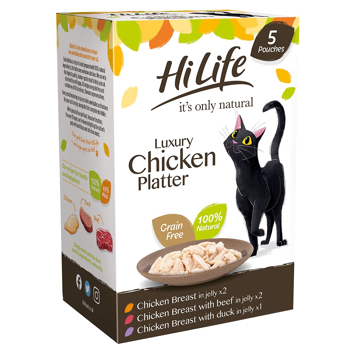 HiLife it's only natural - Wet Cat Food - The Luxury Chicken Platter in Jelly - Chicken Breast, Duck, Beef - 100% Natural Grain Free, 250g (Pack of 4)
