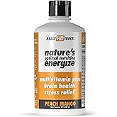 HEALTH DIRECT - Nature's Optimal Nutrition Energize Liquid Multivitamin Superfood - 140+ Nutrients - Mental Clarity & Energy - Immune & Cardiovascular Support – 30 Servings – Peach Mango