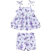 Kucnuzki Baby Girl Two Piece Swimsuit Toddler Bathing Suit Summer Beach Ruffle Tankini Bikini Set Swimwear for Kids