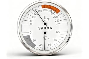 COZONTE Sauna Thermometer Fahrenheit Thermometer Hygrometer for Sauna Room, Precise Temperature & Humidity Gauge Sauna Accessories for Infrared Steam Saunas, Temperature Range 70-250°F, Humidity Range 0-100%
