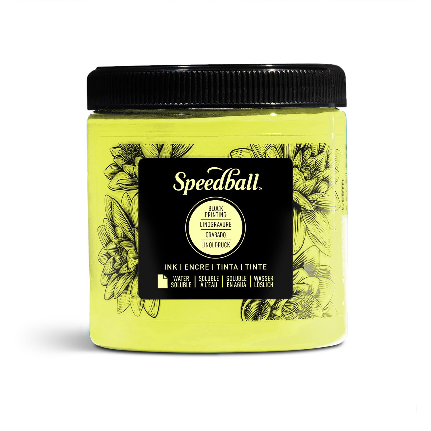 Speedball 8oz Water-Soluble Block Ink Fluorescent Yellow, for Block Printing, Lino Printing, Screen Printing, for Artists Kit