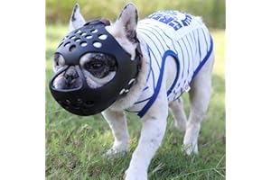 JYHY Short Snout Dog Muzzles,Soft Silicone Adjustable Breathable Bulldog Muzzle for Biting Chewing Barking Training,Ideal for Flat-Faced Dogs (Large/15-17" (Pack of 1), Black)