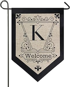 Oarencol Vintage Monogram Letter K Welcome Fleur De Lis Flower Garden Flag Double Sided Home Yard Decor Banner Outdoor 12.5 x 18 Inch