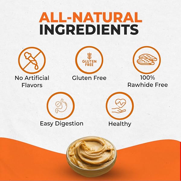 CANINE NATURALS PEANUT BUTTER CHEW – RAWHIDE FREE AND DOG TREATS – MADE FROM REAL PEANUT BUTTER – ALL-NATURAL AND EASILY DIGESTIBLE – 40 PACK OF 5 INCH STICK CHEWS