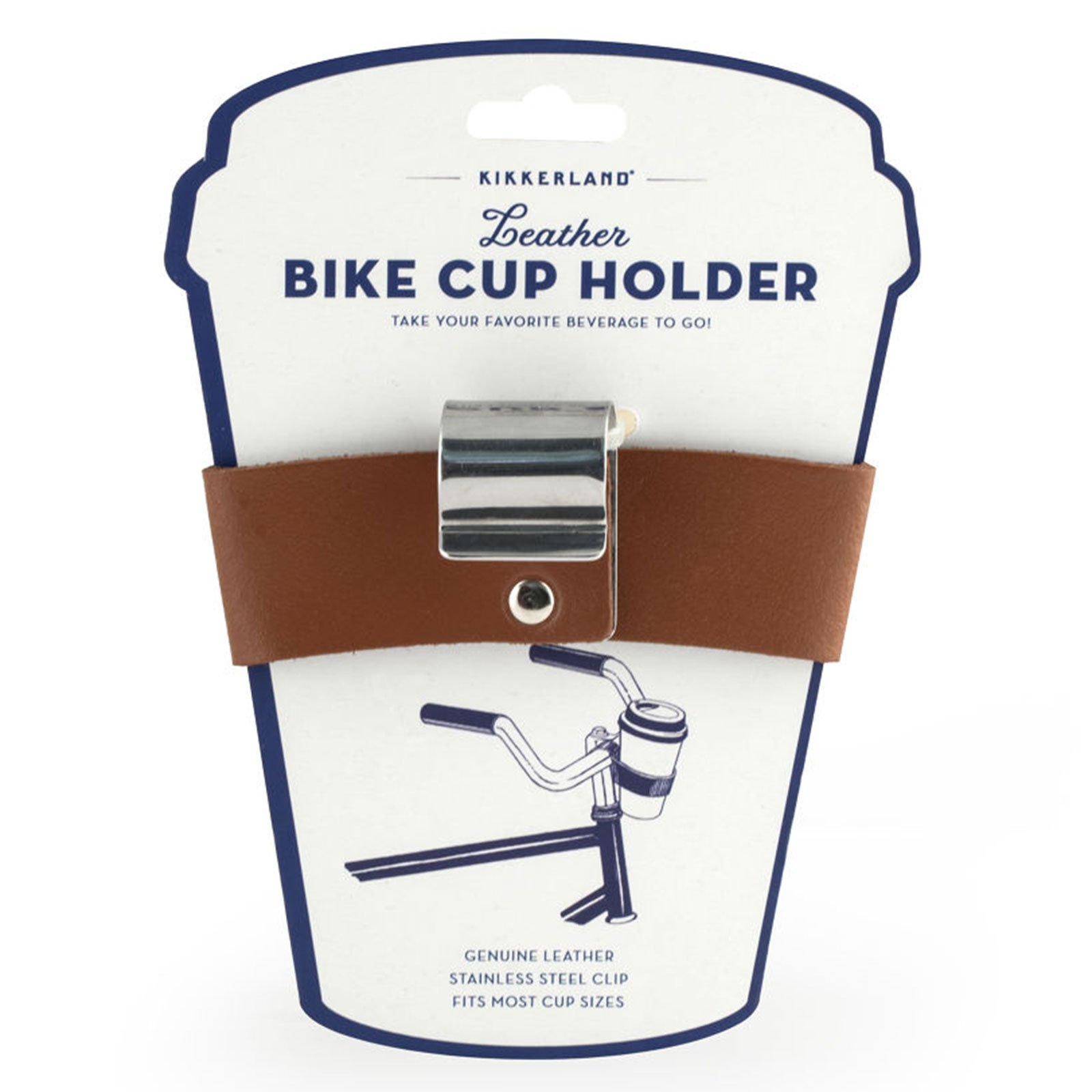 Kikkerland Leather Bike Cup Holder