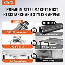 Vevor Stainless Steel 900x600x800 mm Commercial