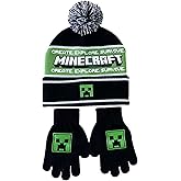 Minecraft Logo Creeper Face Boys Beanie & Gloves Set