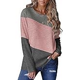 Zeagoo Women's Color Block Tops Long Sleeve Fall Tunic Top Casual Round Neck Pullover Shirts Dressy Work Outfit 2025