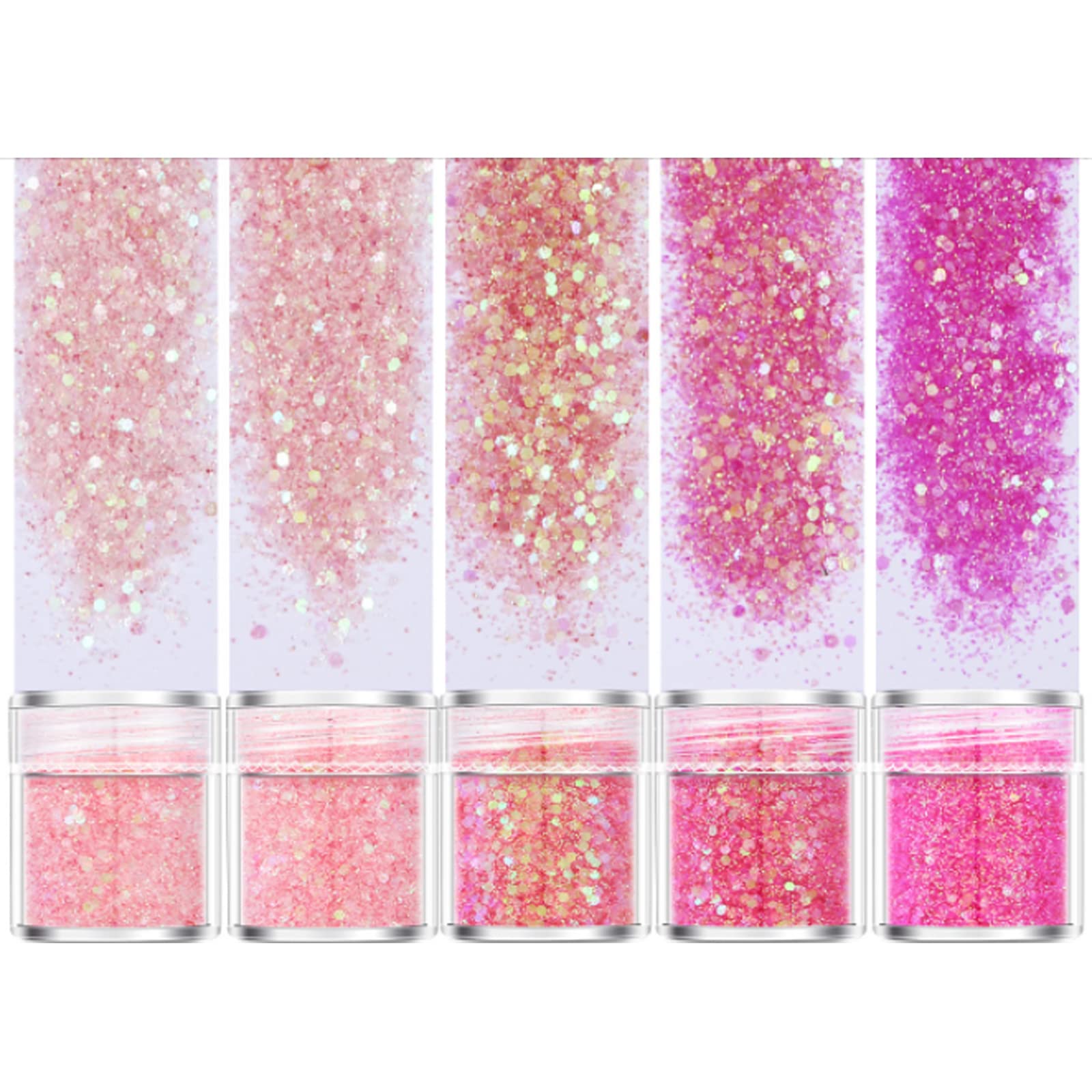Glitter, 5 Boxes/Set 10ml Holographic Chunky Glitter Sequins Mixed Cosmetic Glitter Paillette for Body Face Hair Make Up Nail Art Festival Christmas