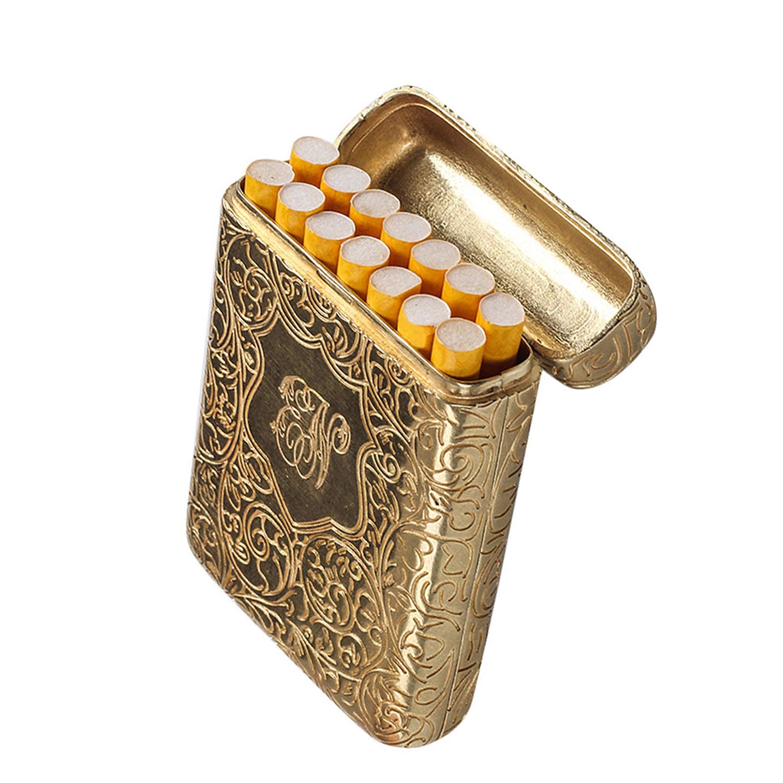 Three Open Alloy Cigarette Case, Retro Metal Ciggaret Case, Vintage Cigarette  Holder case,Creative 3-Sided Carved Ultra-Thin Case Cigarette Accessories  for 14 Regular Size Cigarettes in Saudi Arabia