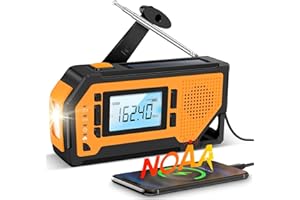Emergency Solar Hand Crank Radio - Aiworth Wind Up Battery Operated AM/FM/NOAA Weather Radio, Portable Survival Radio with LED Flashlight,Cell Phone Charger, SOS Alarm for Home and Emergency Yellow