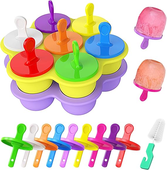 Ozera 2 Pack Silicone Popsicle Molds, 7Cavity Colorful Popsicle Molds