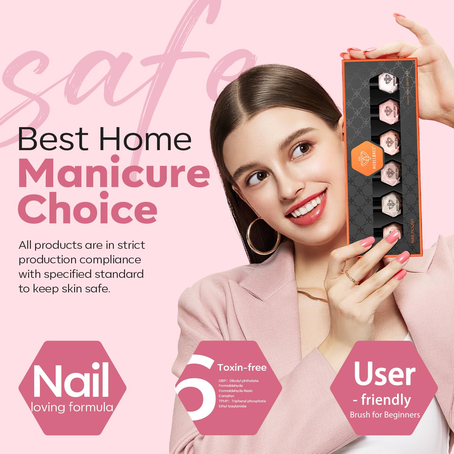 MODELONES Nail Polish Set 6 Colors Neutral Nude Nail Polish Bubble Bath Quick Dry Skin Tone Glitter Winter Nail Polish Finger Nail Polish Bulk Manicure Diy Nail Art Salon Home Gift For Women Mom Girl - Image 7