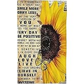 Rustic Yellow Gold Sunflower Butterfly Bathroom Bath Hand Towels, Positive Inspirational Quote Verse Bible Wash Towels, Country Farm Flower Floral Kitchen Dish Towel for Bathroom Sports Hotel Gym Spa