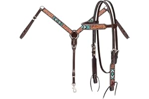 Western Horse Headstall Bridle Breast Collar Reins Tack Set Leather Floral Tooled Handmade Full Cob Pony Breastplate ME-HBC-0