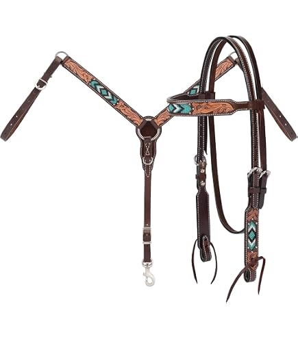 thumbnail image 2 of SHOWMAN Western Leather Horse Tack Set – Brown, Doubled & Stitched, Full Size 2 of 5