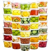 Dipoo 60 Sets (120-Piece) Deli Containers with Lids 16 oz, Leak-Proof & BPA Free Airtight Takeout Plastic Food Storage Containers for Soup, Freezer/Microwave/Dishwasher Safe