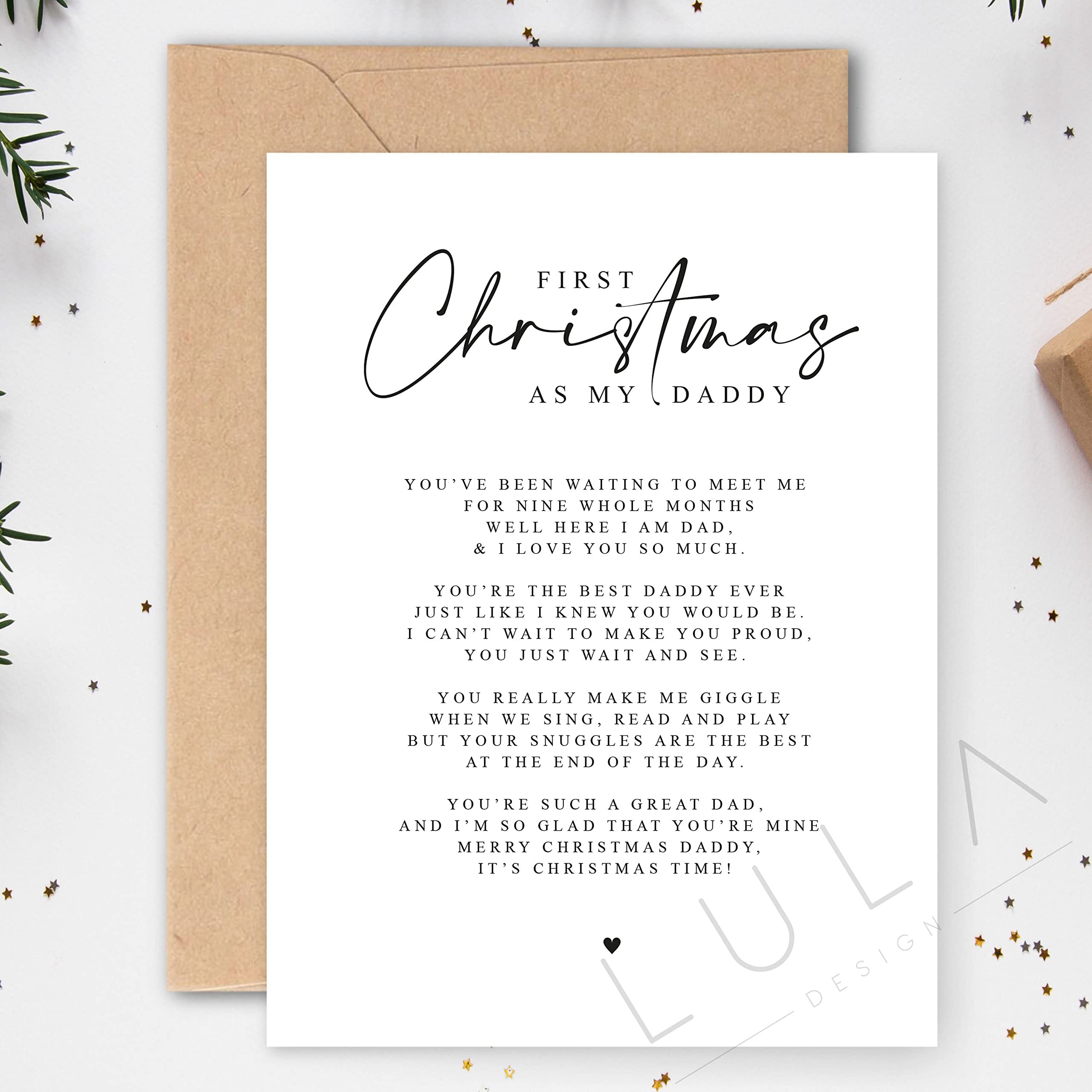 First Christmas as my Daddy from Baby with Poem A5 Greeting Card with envelope, Daddy's first Christmas, Christmas Card for Daddy, Poem Card