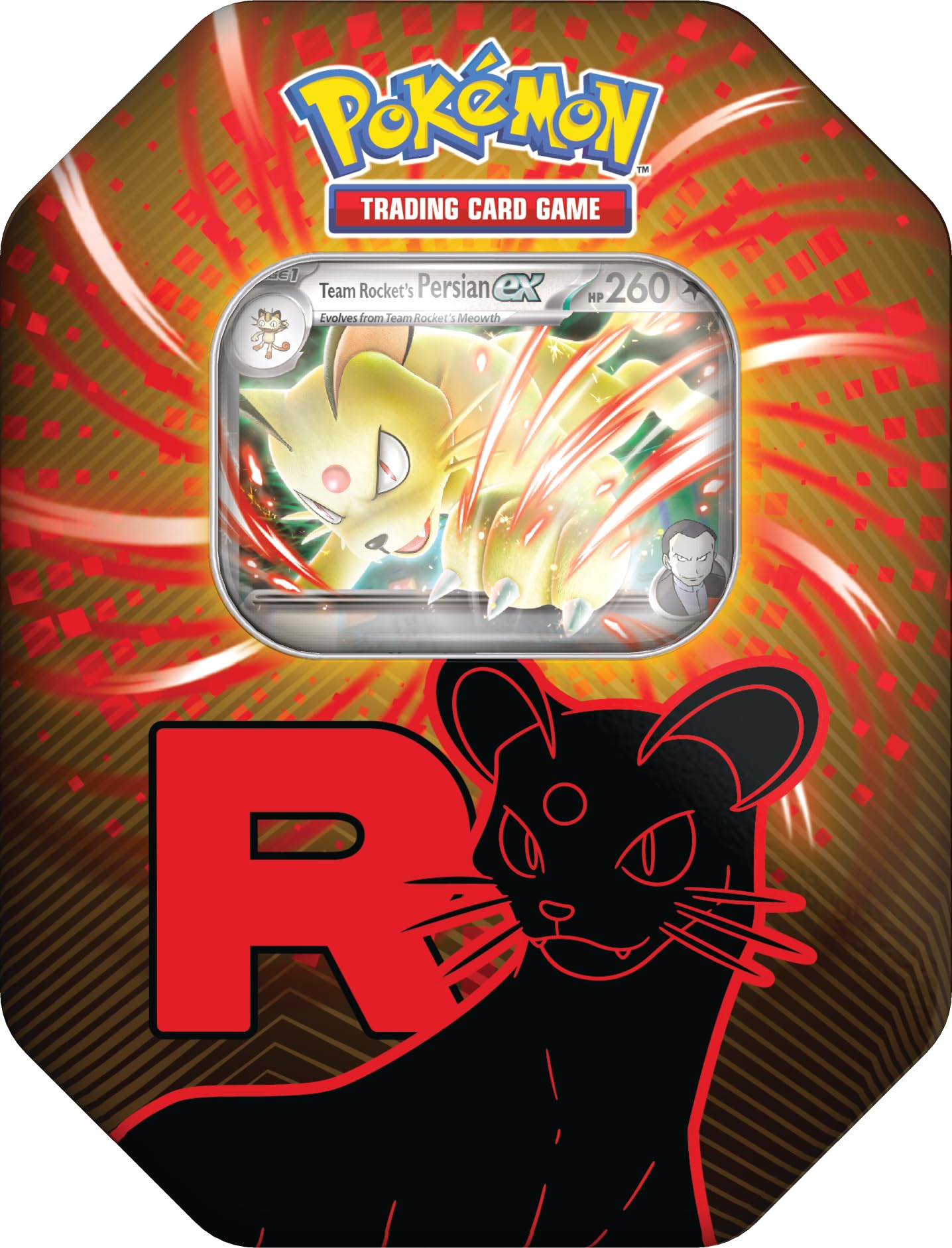 Pokémon TCG: Team Rocket Tin – Persian ex (1 Foil Promo Card & 4 Booster Packs)