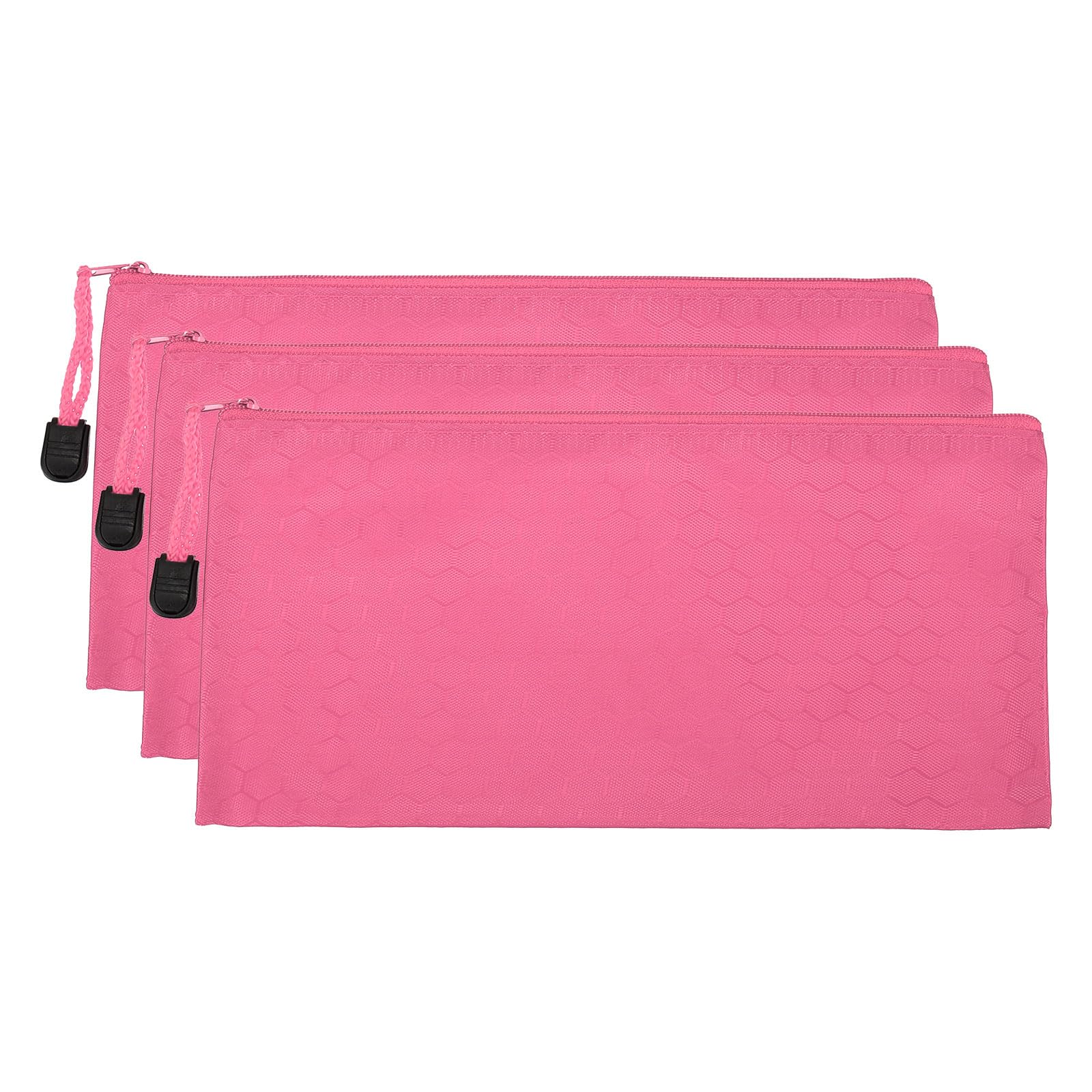 PATIKIL Waterproof Zipper File Bags, 3 Pack A6 Document Holders Pencil Pouch for Office, Pink