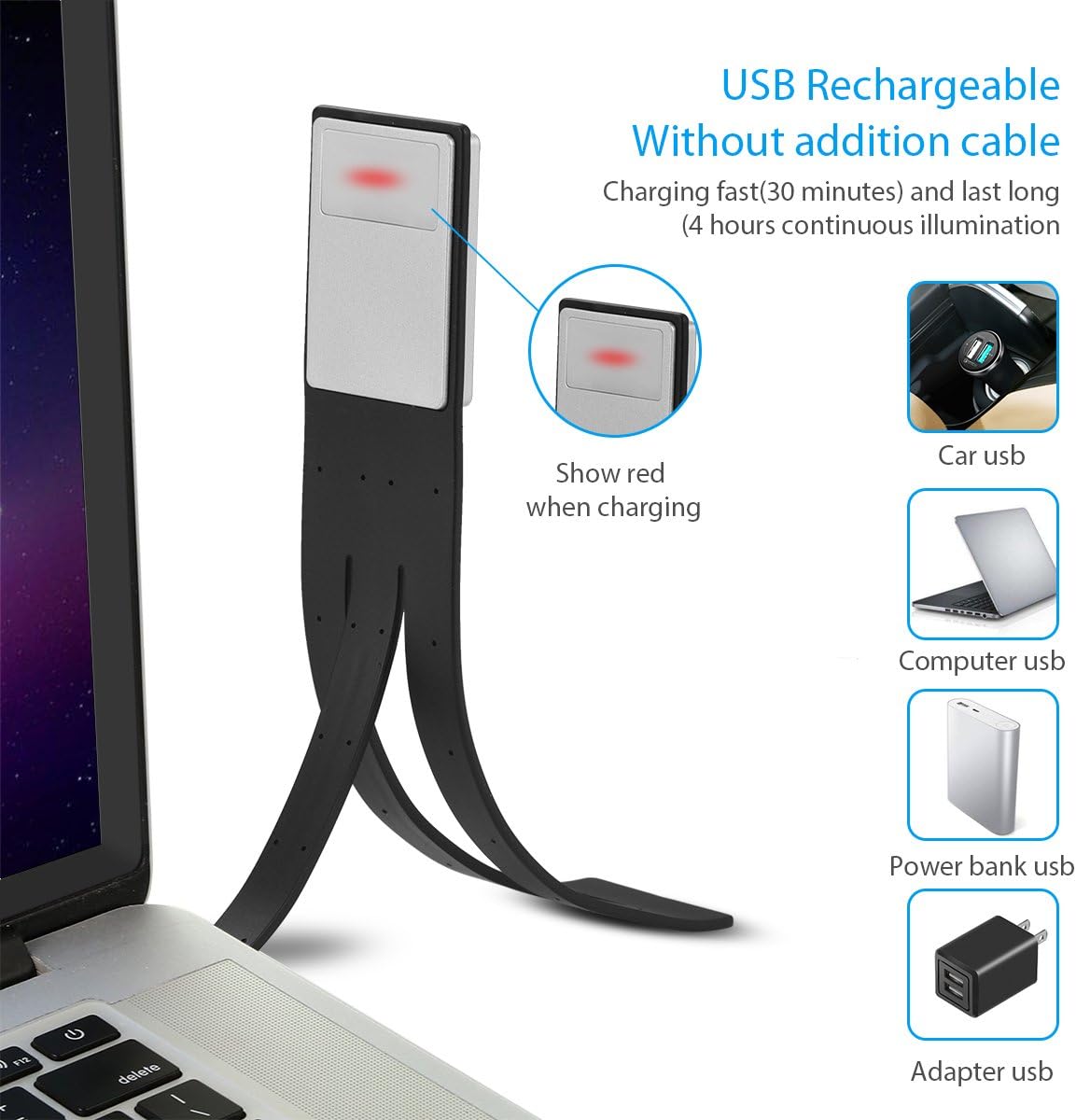 usb rechargeable bookmark light