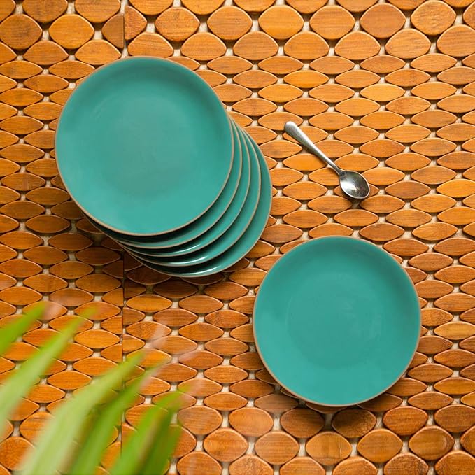 Buy ExclusiveLane 'Earthen Turquoise' Hand Glazed Ceramic Side Plates