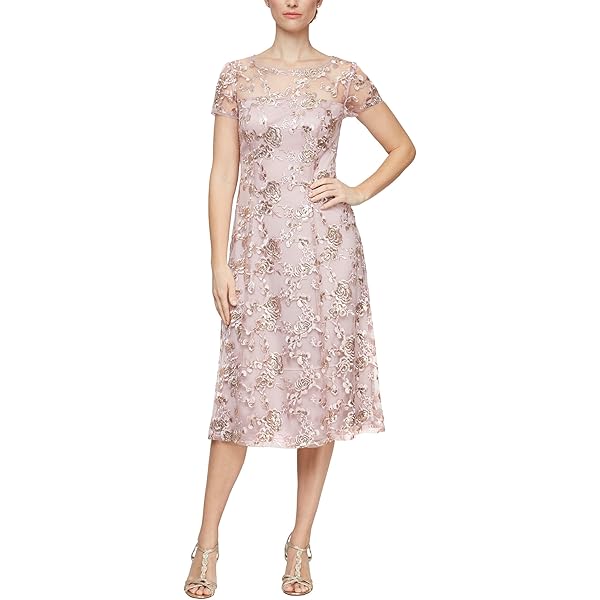 alex evenings rosette dress Ladivine 7493 Prom Dress - Mauve-Rose main image 0