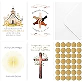 Motiskyy 32 Pack Religious Thank You Cards for Pastor Ministry Appreciation with Envelopes & Stickers Thank You Greeting Card Set for Minister, Church Staff, Volunteers