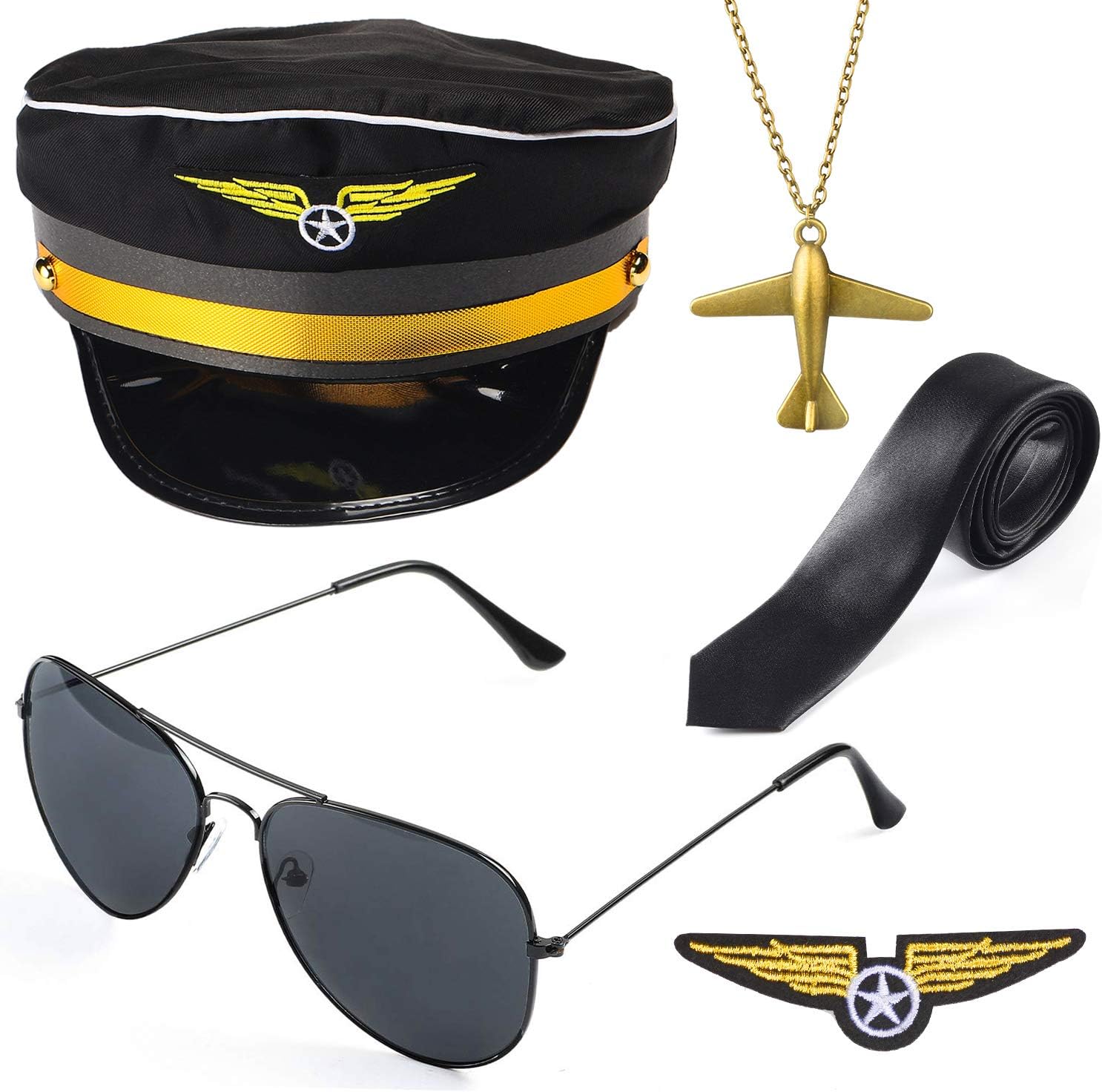 Beelittle Airline Pilot Captain Costume Kit Pilot Dress up Accessory