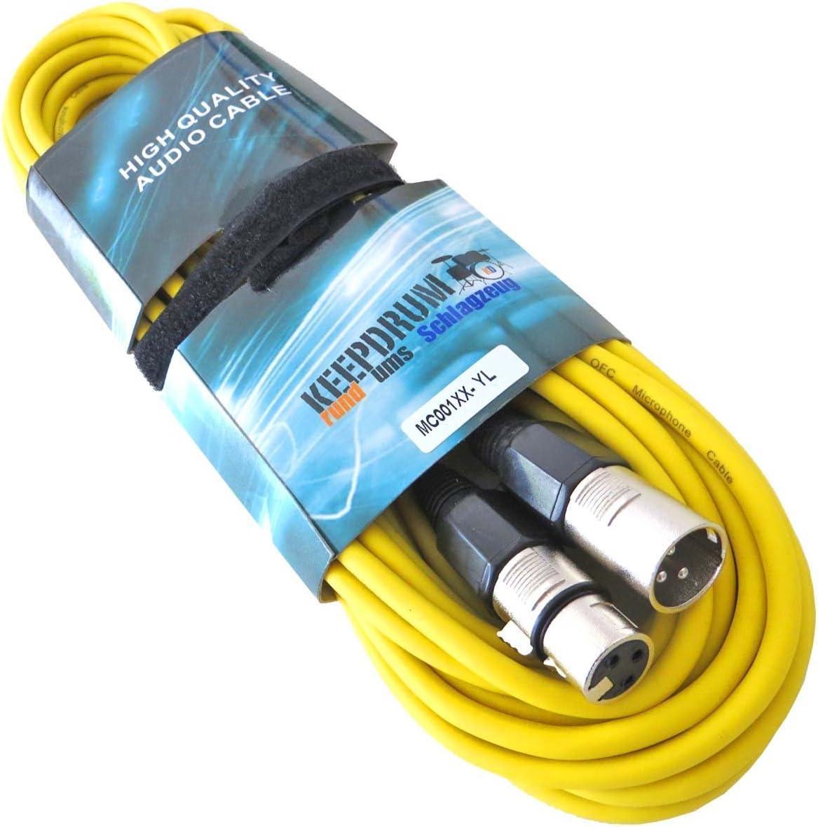 Keepdrum - 001XX YW Microphone Cable XLR 6 m Yellow XLR Female/XLR Male + Velcro Cable Tie