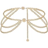 YooAi Multilayer Chain Belt for Women Metal Waist Belt Boho Sunflower Belly Chain