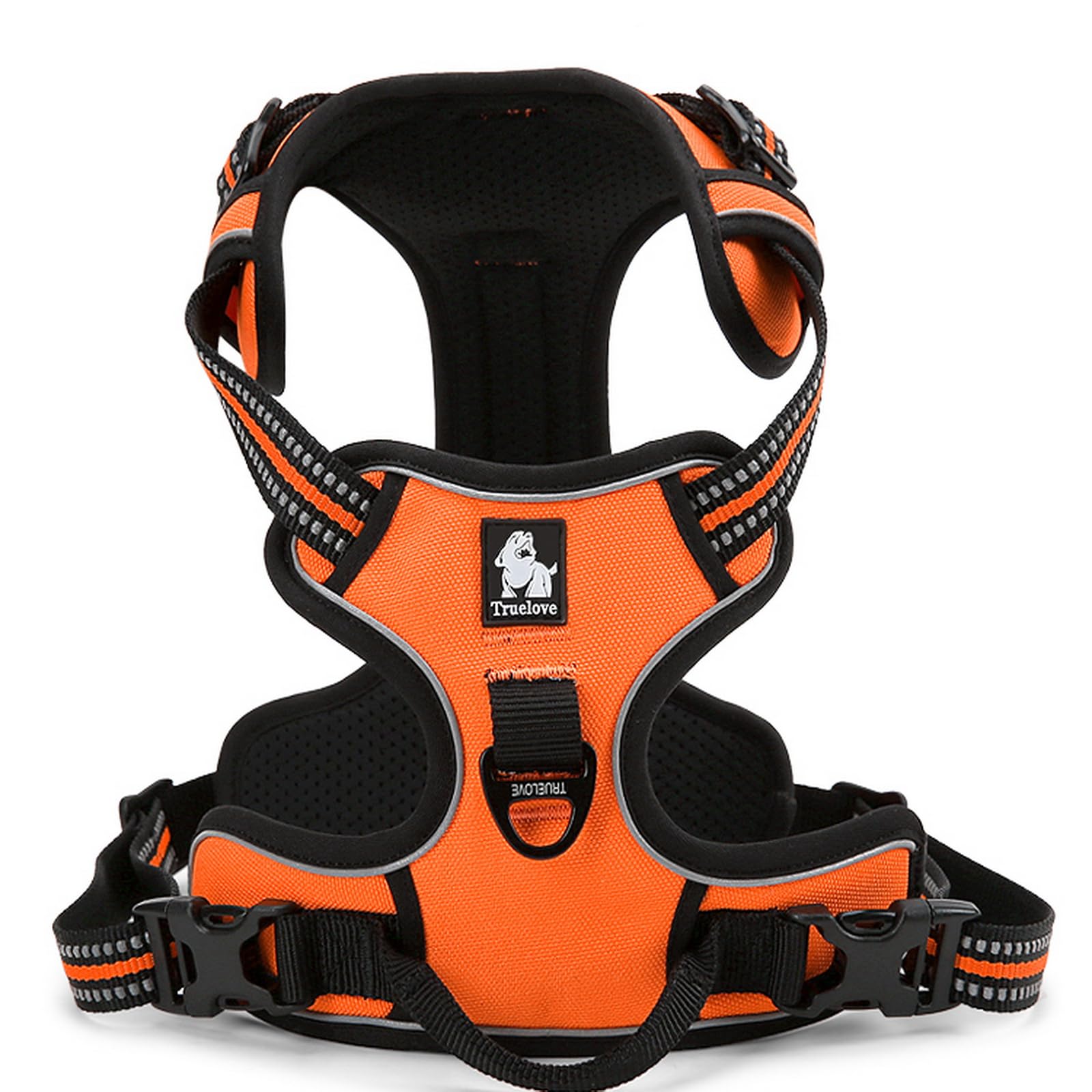 WINHYEPET True Love Dog Harness, No-Pull Reflective Pet Harness with 2 Leash Clips Adjustable Soft Padded Dog Vest with Easy Control Handle for Small Medium Large Dog TLH5651(Orange,M)