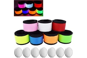 AMNQUERXUS LED Glow Slap Bracelets Light Up Wristbands Flashing Arm Wrist Bands High Visibility Safety Gear Lights for Cycling Walking Running Concert Camping Outdoor Sports, Fits Women Men Kids