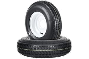 PeakPursuit 4.80-8 Trailer Tire & Wheel Assembly (Set of 2) - Load Range C 6PR, 760 Lb Max, 8" White 4-Lug Wheel - for Utilit
