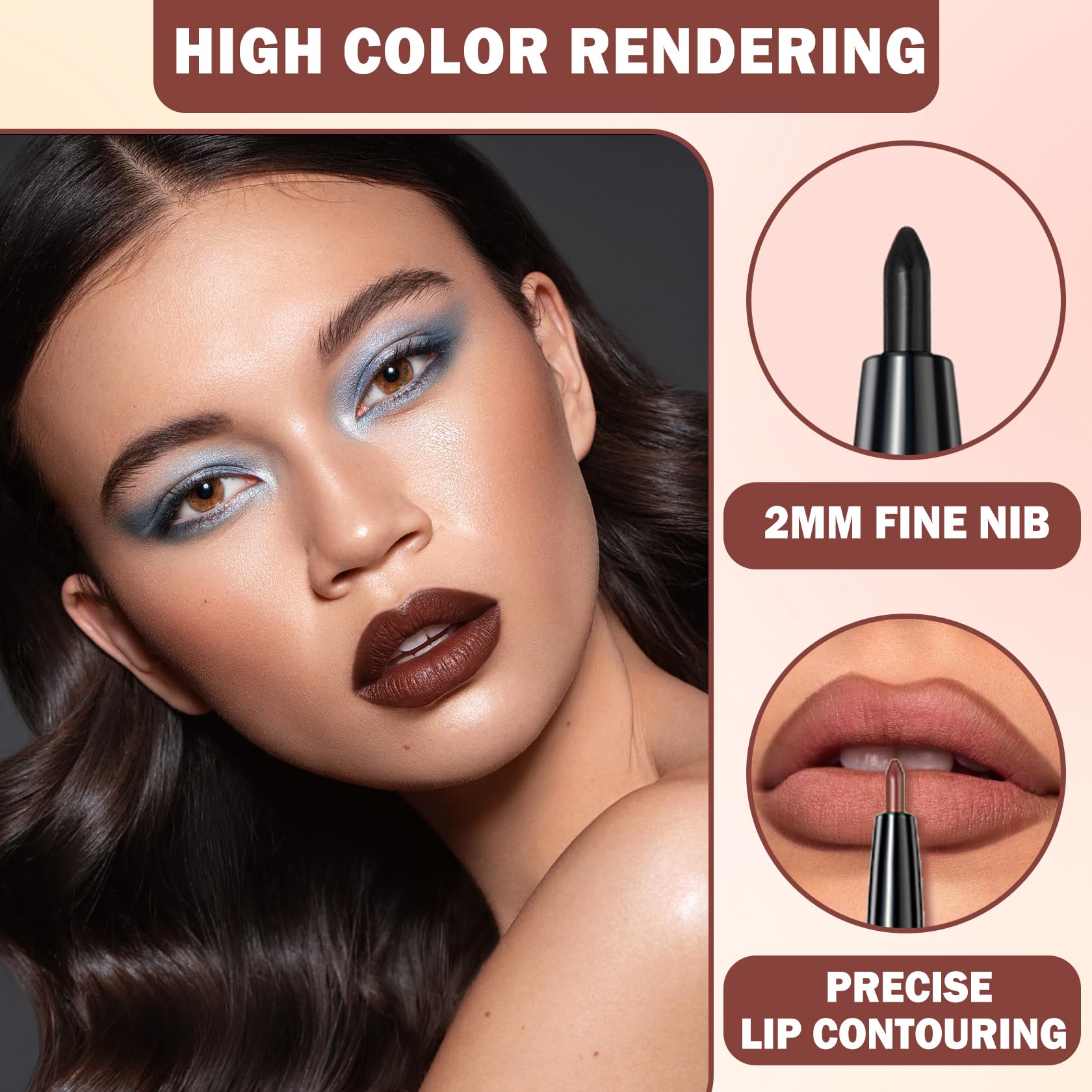 QIUFSSE 3 in 1 Black Lip Liner Pencil and Lipstick lipgloss Set Matte Black Lipstick Lip Gloss Kit Long-lasting Nonstick Cup Smudge Proof Lip Kits with Lip Liner,Velvet Goth Makeup (12#Black Magic)