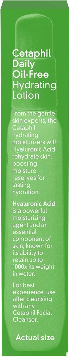 Cetaphil Daily Oil-Free Hydrating Lotion with Hyaluronic Acid, 3.0 Fluid Ounce : Beauty