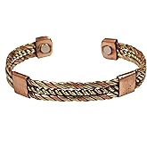 Touchstone Handcrafted Braided Copper Brass Multi Layer Magnetic Hand Forged With Solid High Gauge Tibetan Minimalistic Elegance Bracelet In Two Tones For Men And Women.