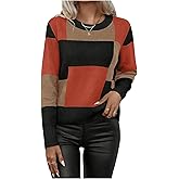 Milumia Women's Color Block Cropped Sweater Fall Winter Long Sleeve Crewneck Casual Pullover Tops