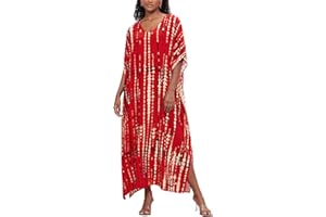 IMAGEKOPE Kaftan for Women Plus Size Bathing Suit Cover up Batwing Dress Loose fit Moroccan Caftan mumu Dresses for Women