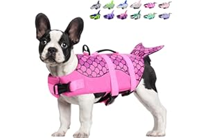 KOESON Dog Life Jacket Shark, Dog Life Vest with Rescue Handle, Ripstop Pet Float Coat for Swimming, Safety Dog Lifesaver Pet Life Preserver High Buoyancy Swimsuit for Small,Medium,Large Dogs Pink XS