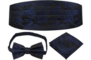 KOOELLE Cummerbunds Belt & Men's Bow Tie & Pocket Square - For Men's Black Tie Events