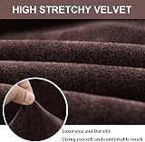 Teynewer Thick Velvet Sofa Covers 4 Seater Brown High Stretch Non-Slip view 3