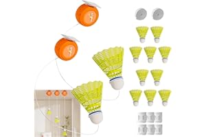 Sufeasdf Badminton Self Training Tool (6 Balls & 1 Trainer / 12 Balls & 2 Trainers), Badminton Self Practice Trainer Aid, Badminton Single-Player Rebound Trainer, Portable Badminton Set for Indoor