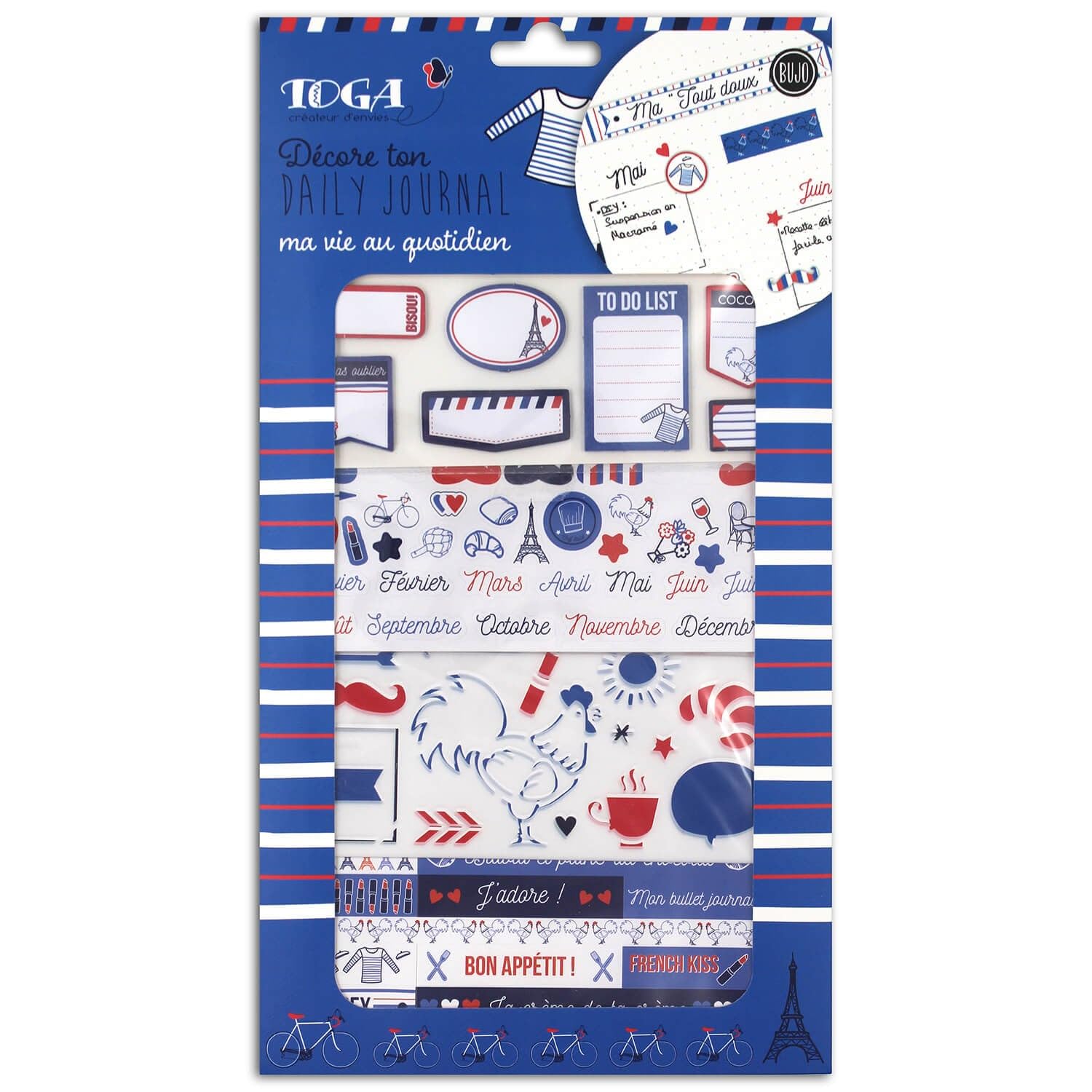 DRAEGER PARIS 1886 Bullet Journal Decoration Kit, Frenchy-Blue/White/Red, One Size