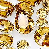 DONGZHOU Sew On Rhinestones, 82pcs Sewing Rhinestone with Silver Claw K9 Crystal Gems Flatback Fancy Stone for Jewelry Making DIY Crafts Clothes Wedding Decoration Shoes,Light Colorado Topaz