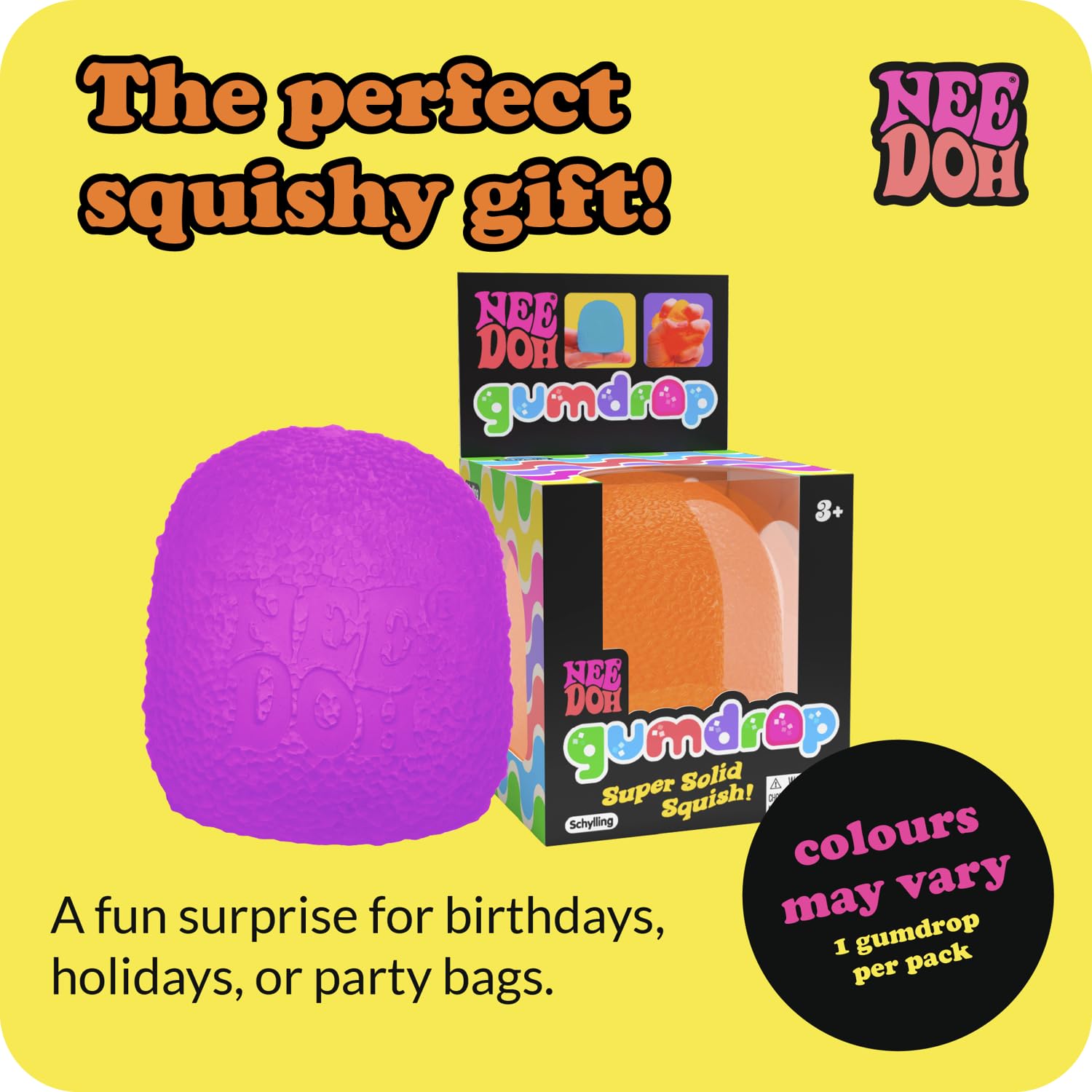 Schylling NeeDoh Gumdrop - Textured Sensory Toy with Super Solid Squish - 2.5